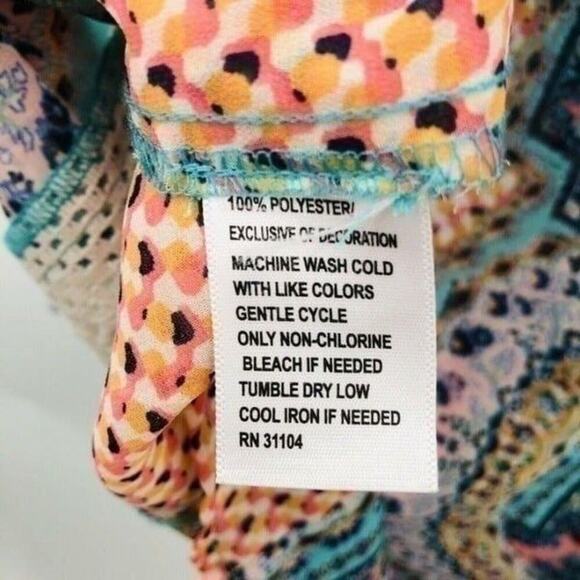 Red Camel Blouse Womens Small Boho Tunic Top Sheer Blue Orange Pink White Lavend - Picture 8 of 9